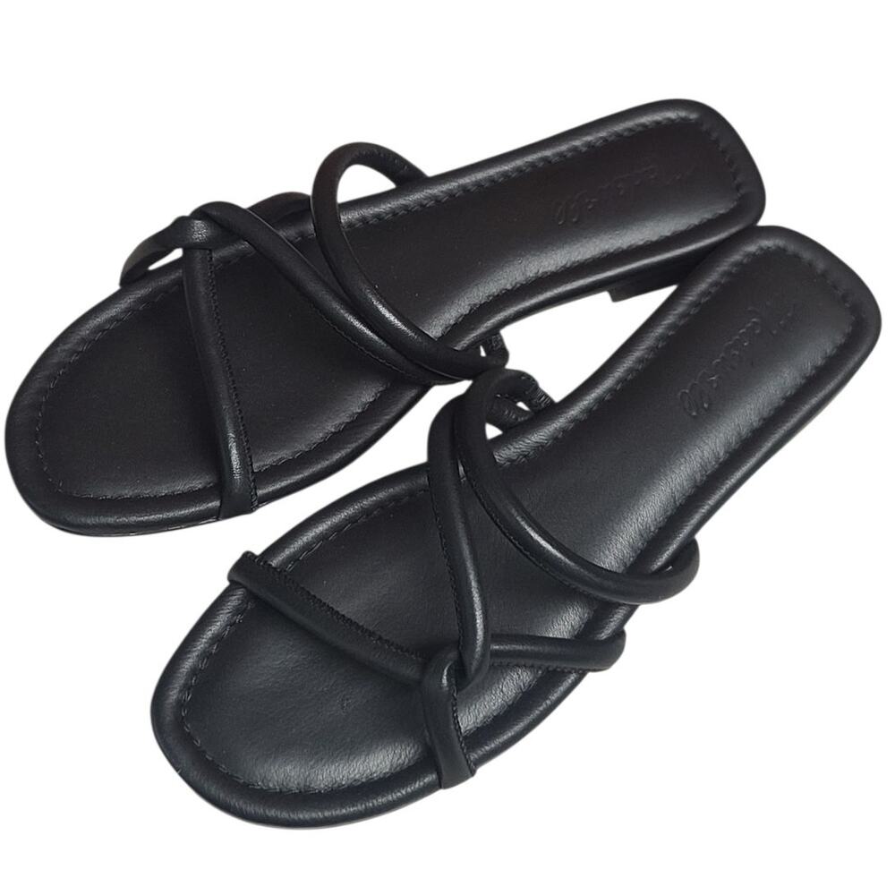 Madewell The Amel Slide Sandal Black Padded Leather Size 9